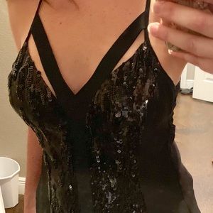 Bebe sequined open back tank